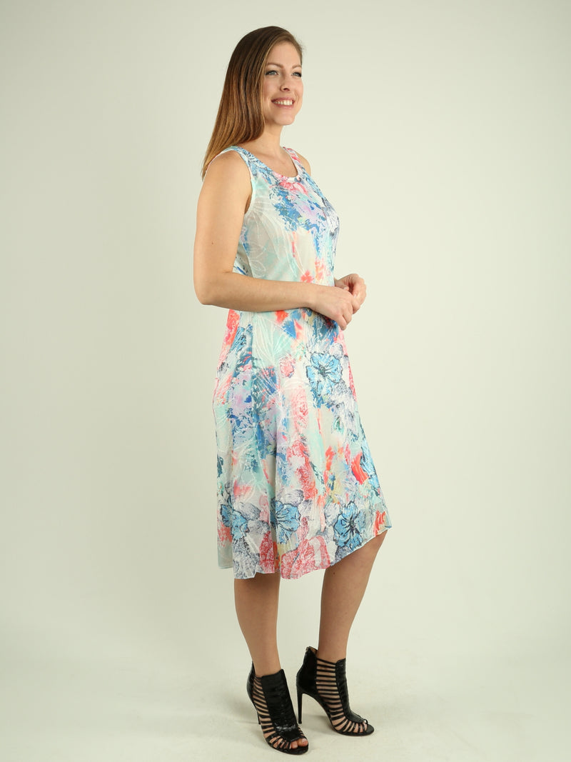 Floral Lace Overlay Midi Dress