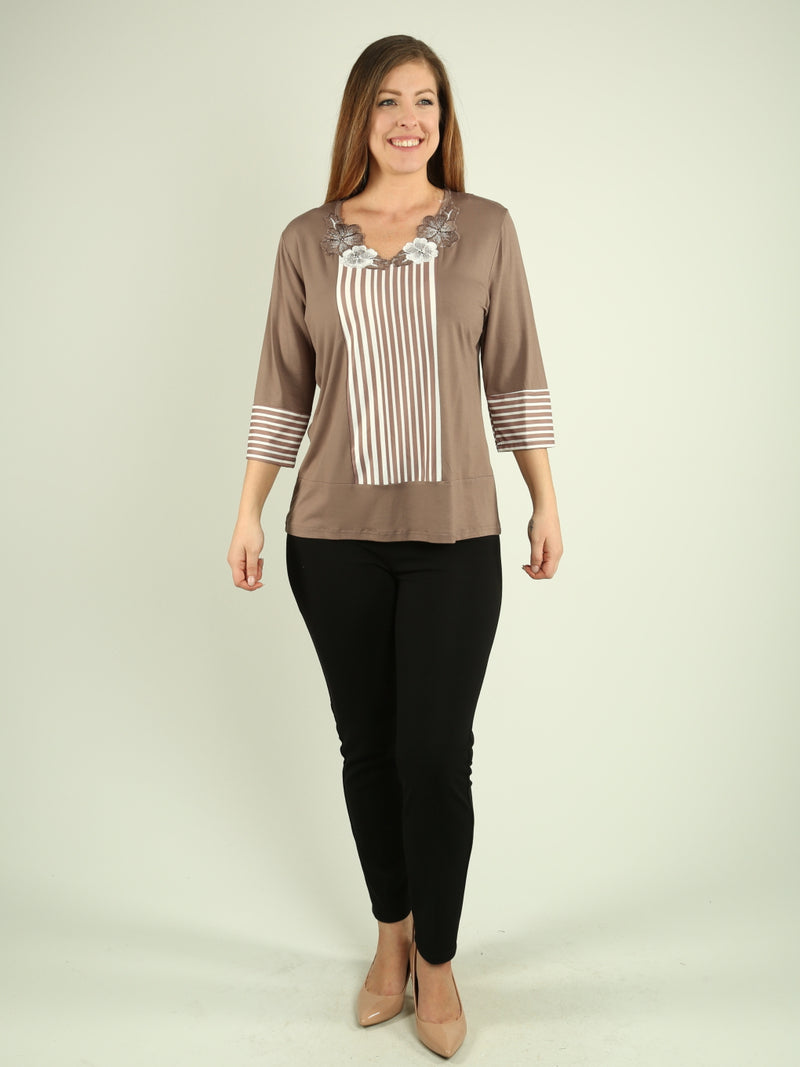 Flowers and Stripes Top