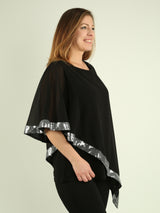 Embellished Asymmetrical Chiffon Top