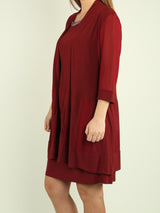 Rhinestone Detail Shift Dress with Jacket