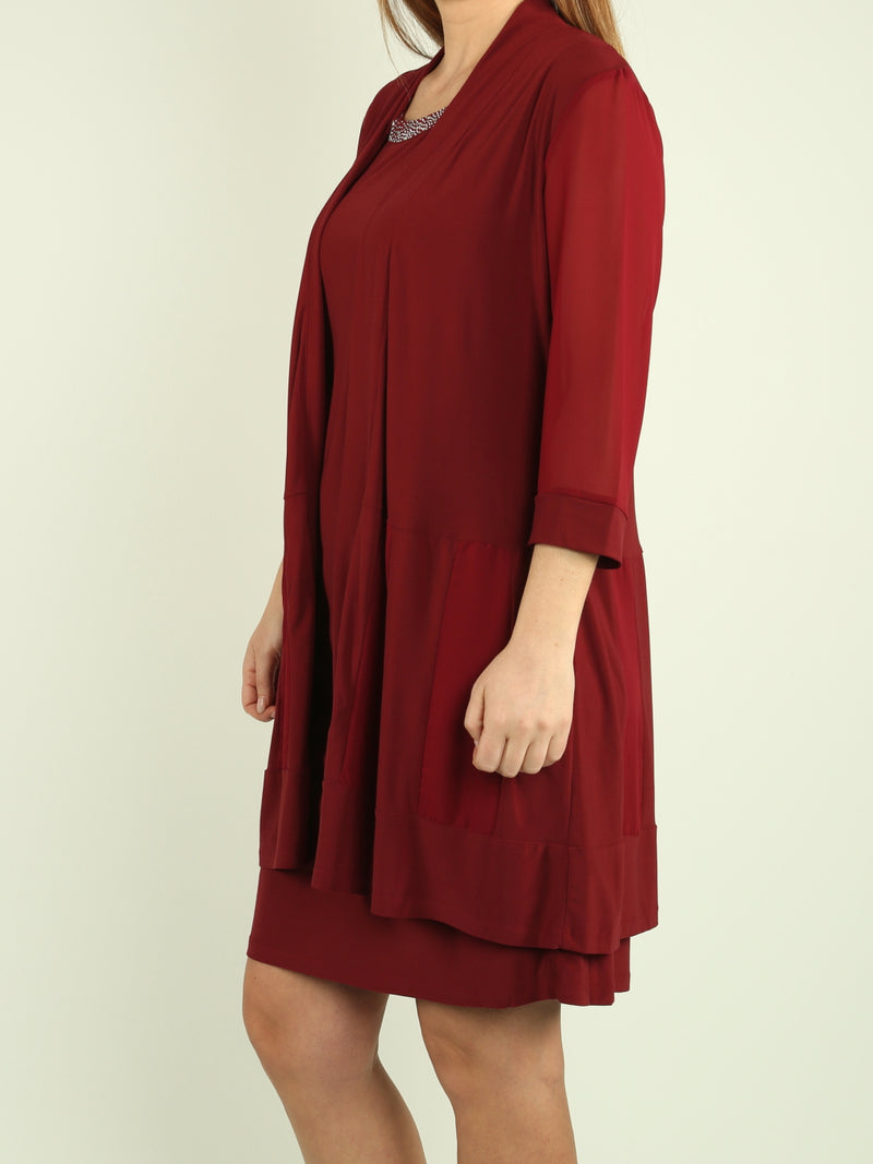 Rhinestone Detail Shift Dress with Jacket