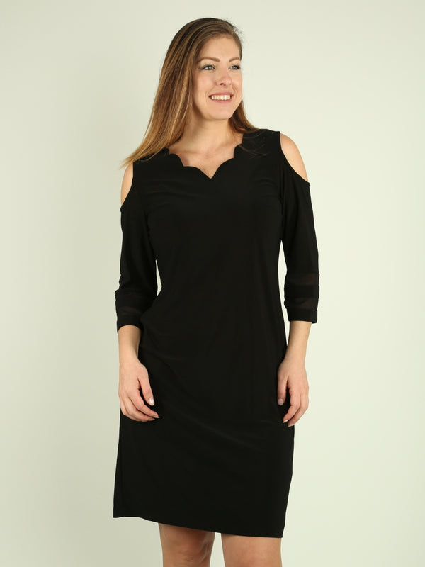Scalloped Cold Shoulder Dress