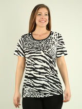 Embellished Zebra Print T-Shirt