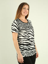 Embellished Zebra Print T-Shirt