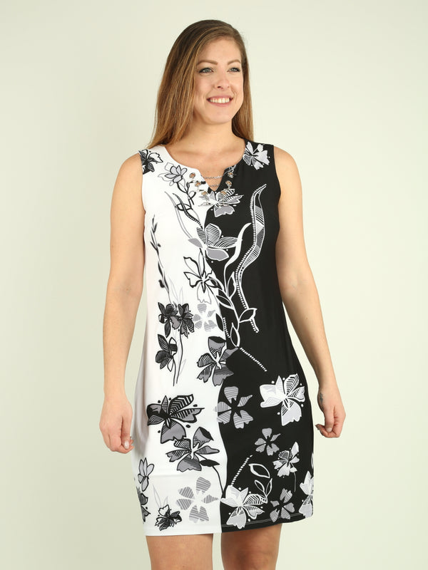 Chain Detail Contrast Dress